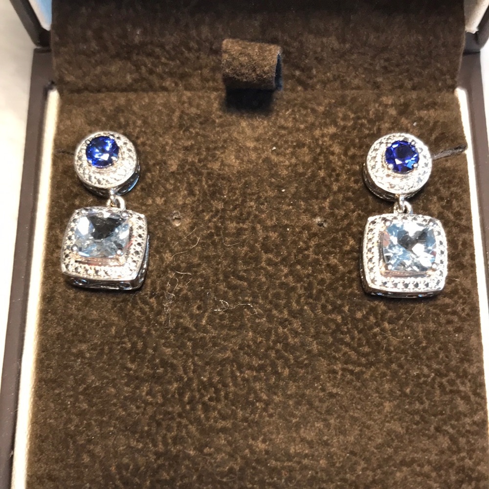 Sapphire and aquamarine earrings